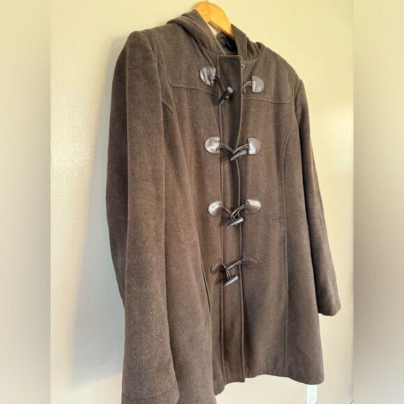 SALE! Brown Vintage L.L. Bean Hooded Duffel Coat Size L EUC - Picture 3 of 6